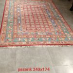 Pazırık Mavi Bordürlü Afgan Halısı