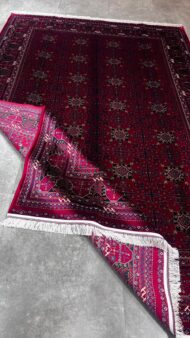 Modal İpek Afgan Desen 8731 Bordo Özel Tezgah Halısı - Görsel 2